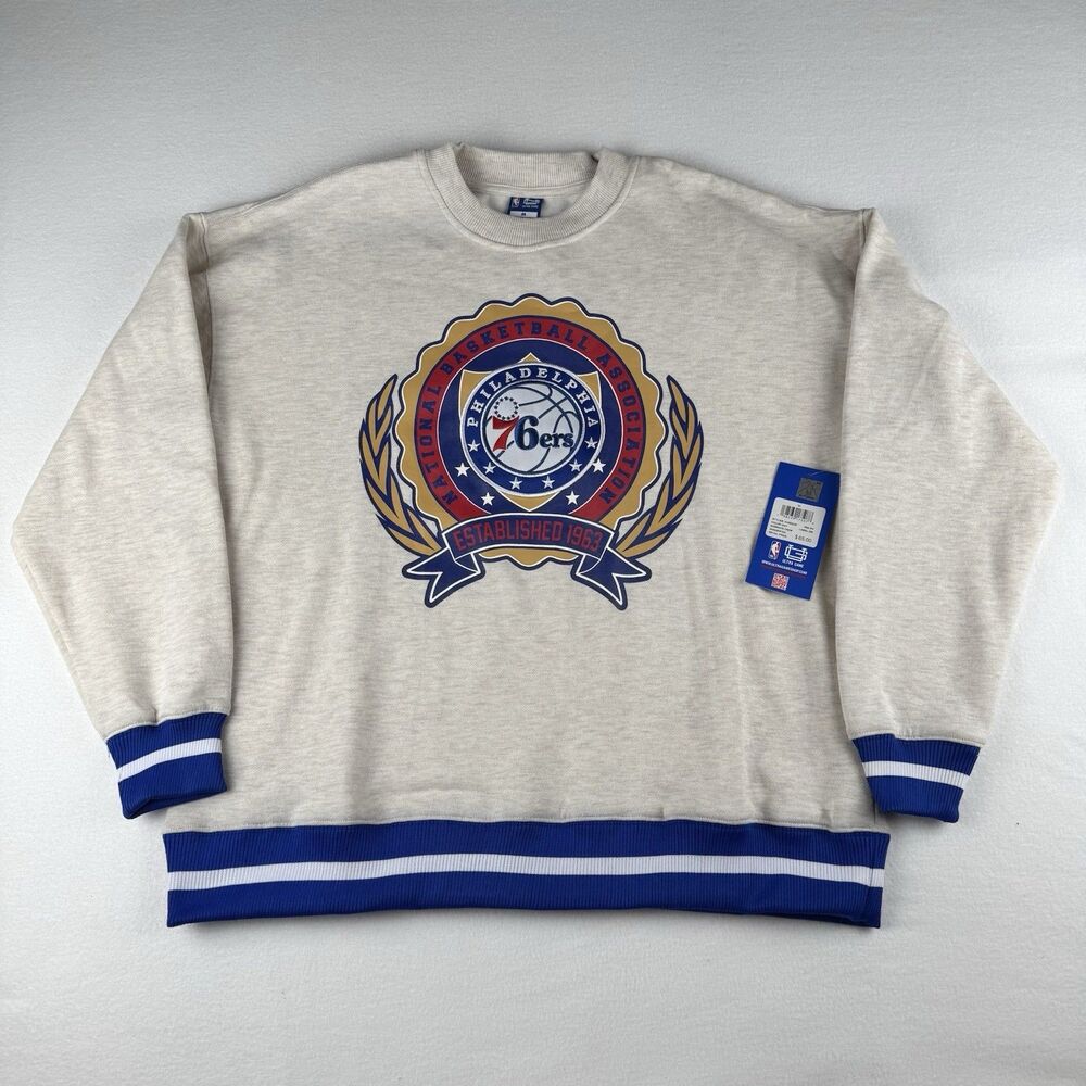 NWT Ultra Game Men's NBA Philadelphia 76ers Vintage Style Crew Neck Sweater M